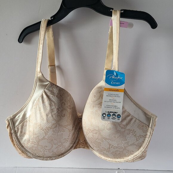 PLAYTEX SECRETS INCREDIBLY SMOOTH T-SHIRT BRA | LIGHT BEIGE/NUDE LACE |UNDERWIRE - Picture 3 of 10